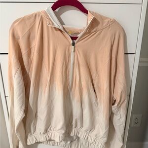 Zella Light Peach to Cream Ombre Lightweight Zip-Up Jacket- Medium